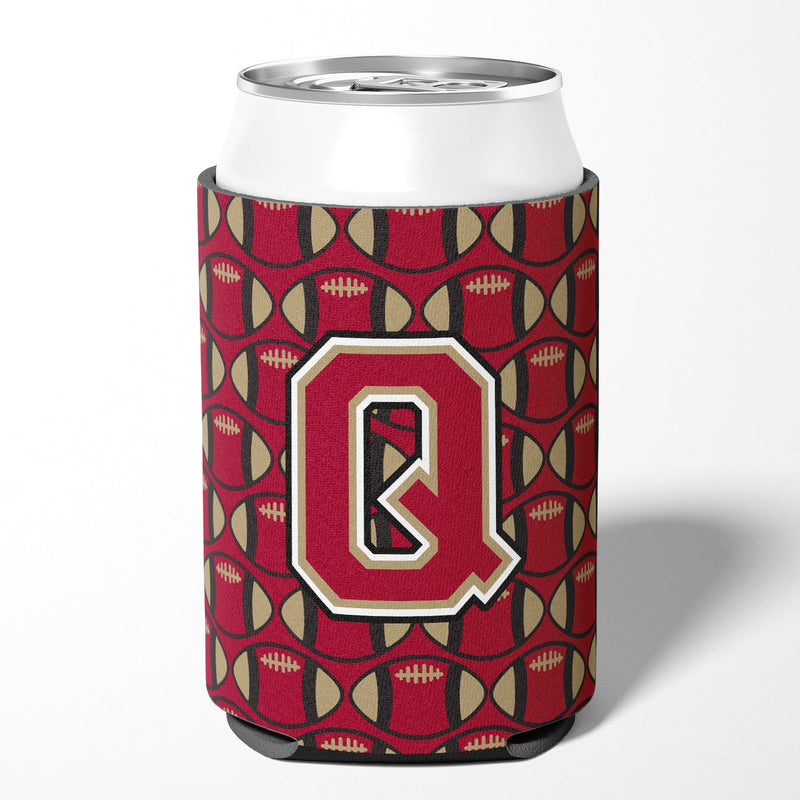 Letter Q Football Garnet and Gold Can or Bottle Hugger CJ1078-QCC