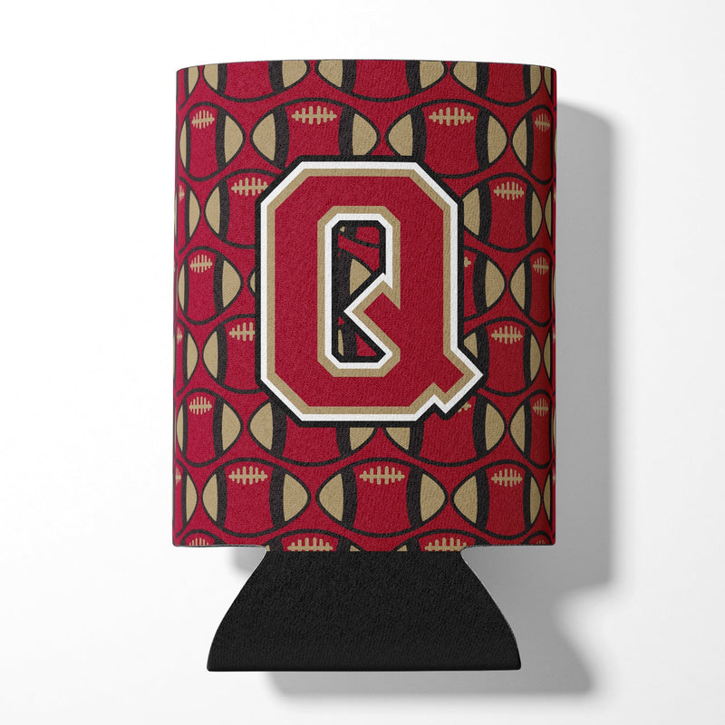 Letter Q Football Garnet and Gold Can or Bottle Hugger CJ1078-QCC