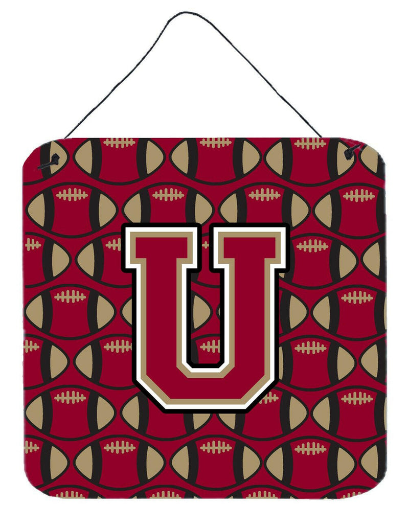 Letter U Football Garnet and Gold Wall or Door Hanging Prints CJ1078-UDS66