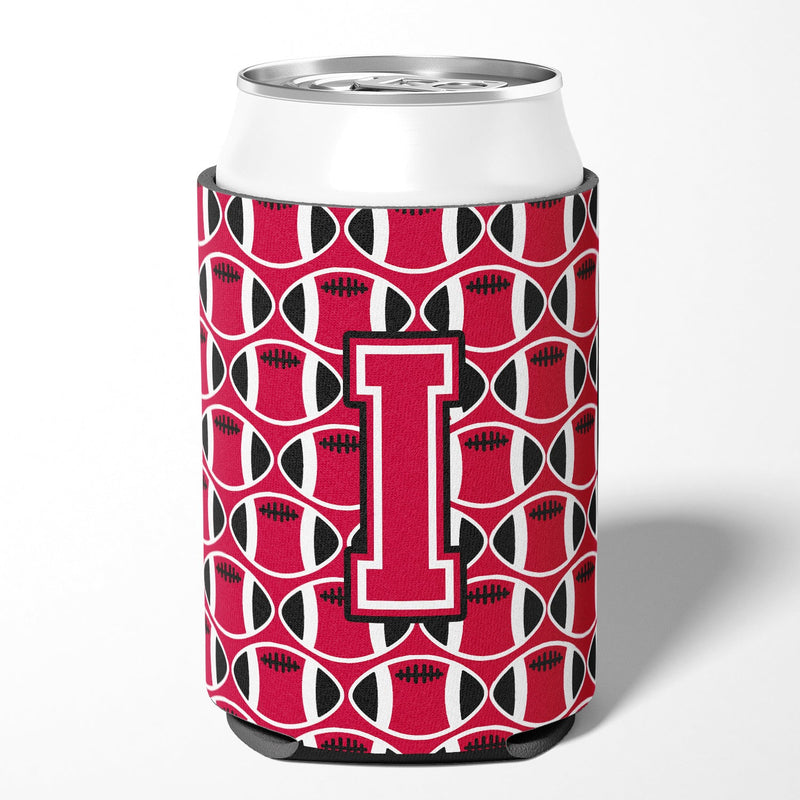 Letter I Football Crimson and White Can or Bottle Hugger CJ1079-ICC