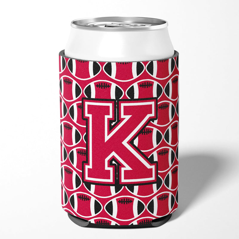 Letter K Football Crimson and White Can or Bottle Hugger CJ1079-KCC