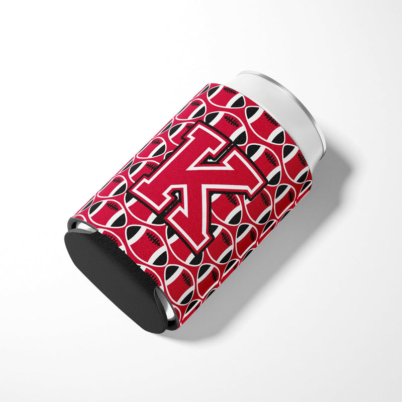 Letter K Football Crimson and White Can or Bottle Hugger CJ1079-KCC