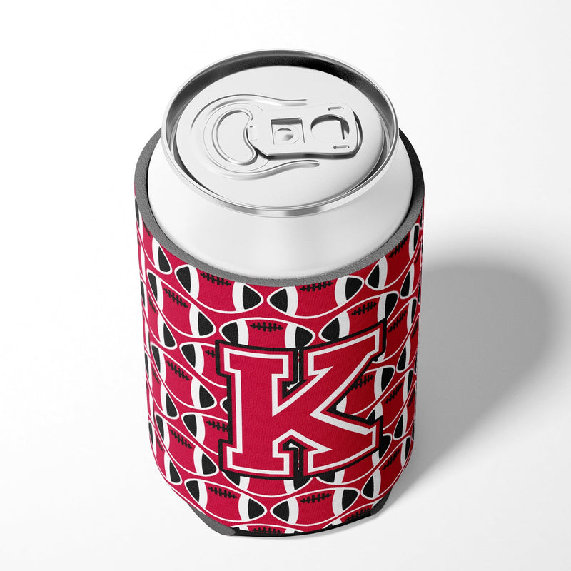 Letter K Football Crimson and White Can or Bottle Hugger CJ1079-KCC