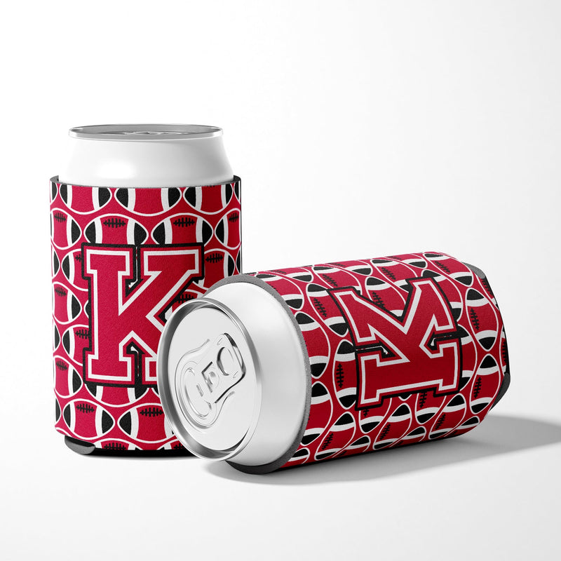 Letter K Football Crimson and White Can or Bottle Hugger CJ1079-KCC