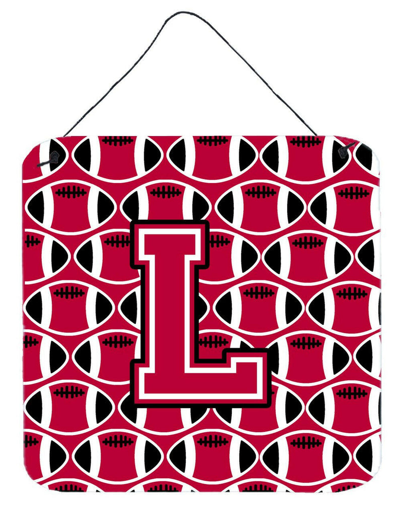 Letter L Football Crimson and White Wall or Door Hanging Prints CJ1079-LDS66