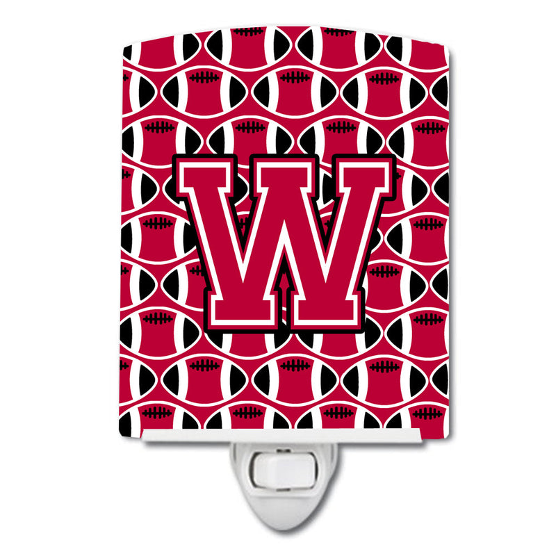 Letter W Football Crimson and White Ceramic Night Light CJ1079-WCNL