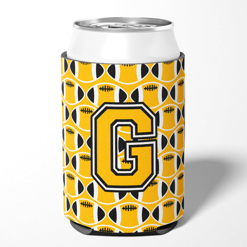 Letter G Football Black, Old Gold and White Can or Bottle Hugger CJ1080-GCC