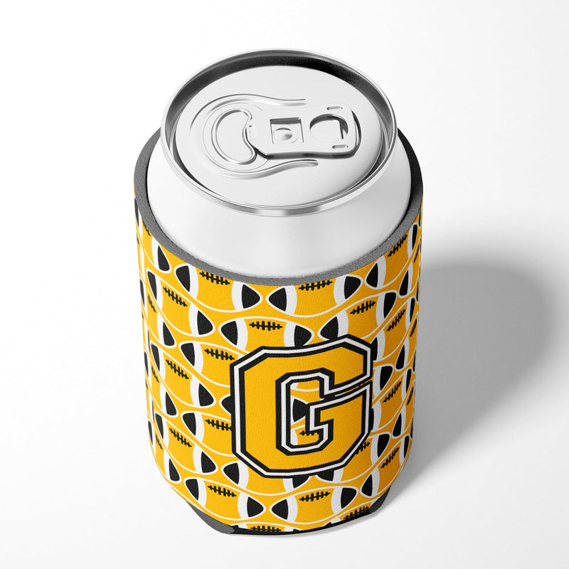 Letter G Football Black, Old Gold and White Can or Bottle Hugger CJ1080-GCC