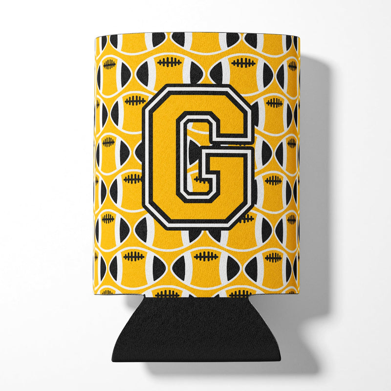 Letter G Football Black, Old Gold and White Can or Bottle Hugger CJ1080-GCC