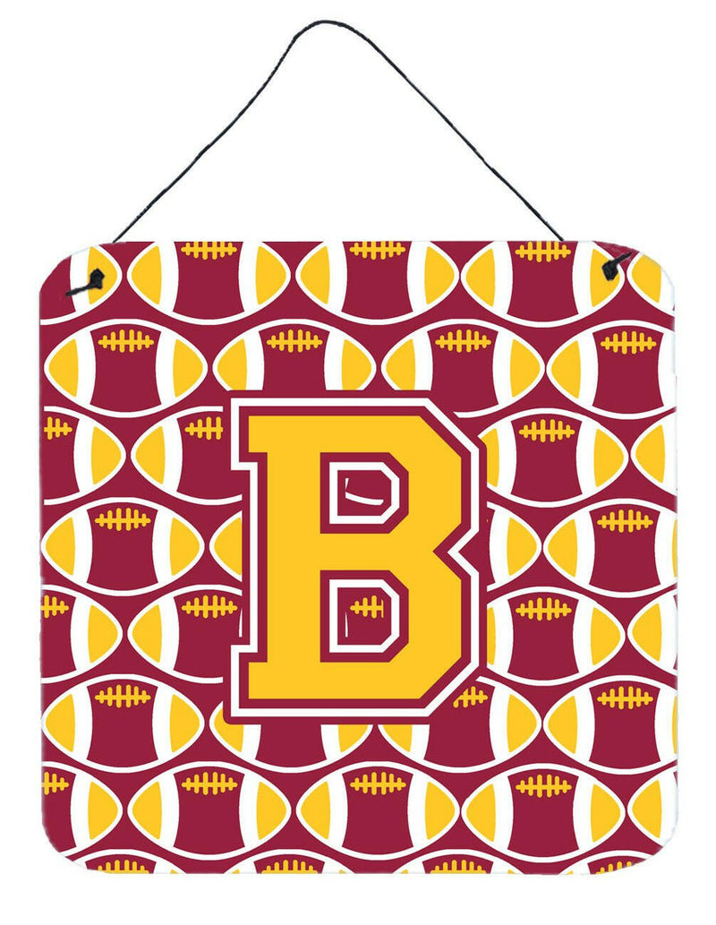 Letter B Football Maroon and Gold Wall or Door Hanging Prints CJ1081-BDS66