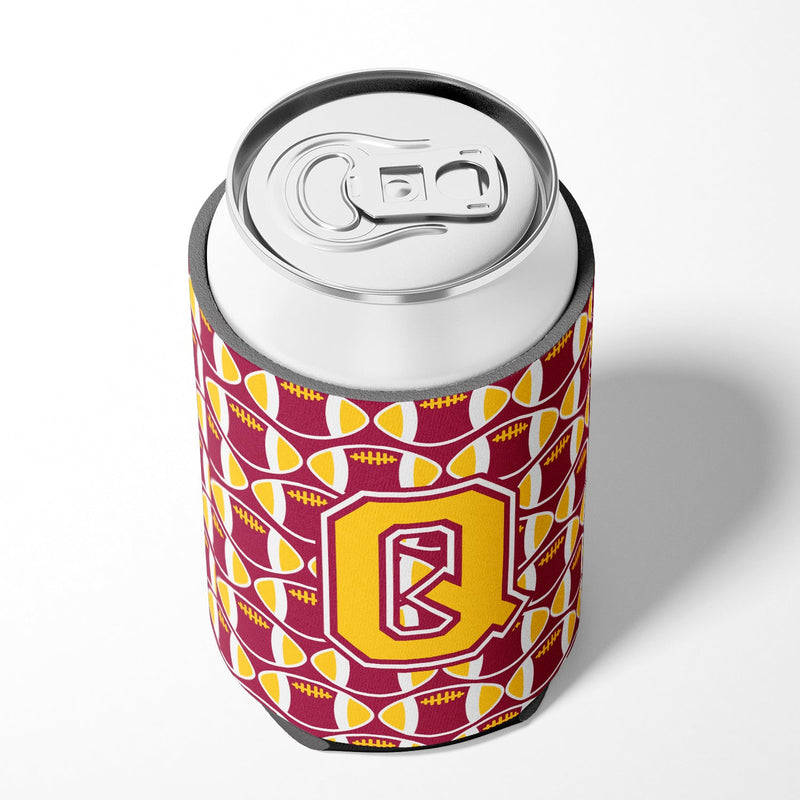 Letter Q Football Maroon and Gold Can or Bottle Hugger CJ1081-QCC