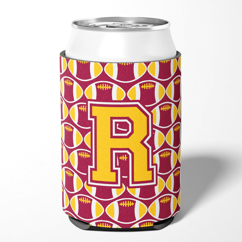 Letter R Football Maroon and Gold Can or Bottle Hugger CJ1081-RCC