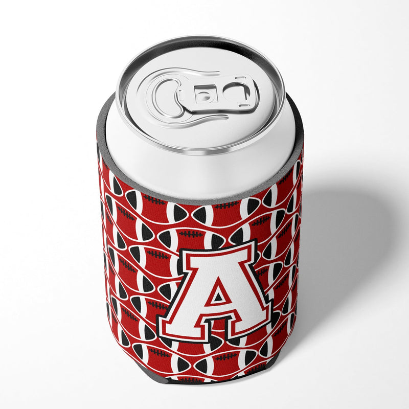 Letter A Football Cardinal and White Can or Bottle Hugger CJ1082-ACC