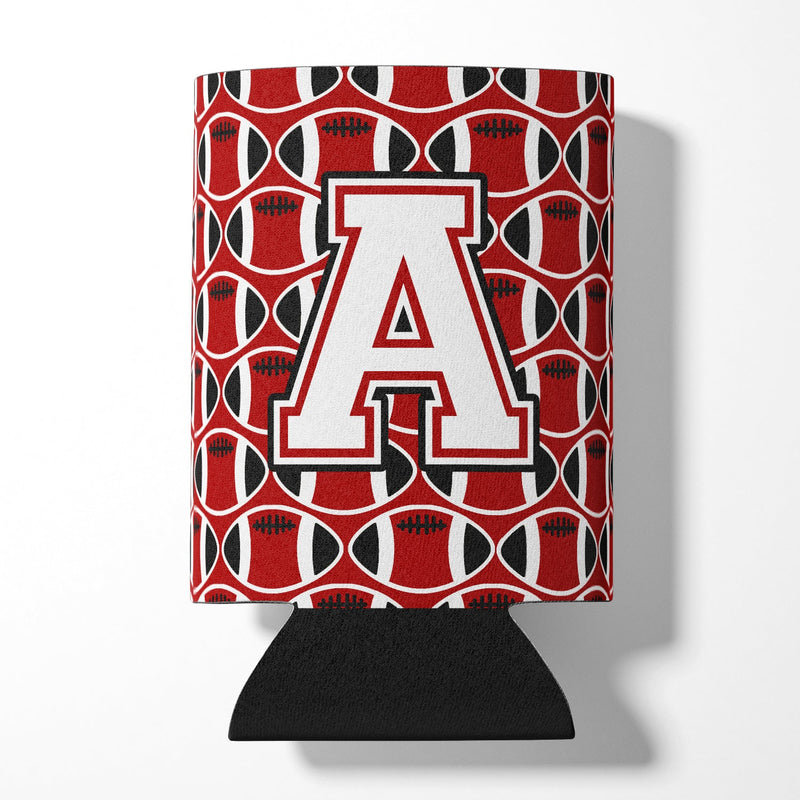 Letter A Football Cardinal and White Can or Bottle Hugger CJ1082-ACC