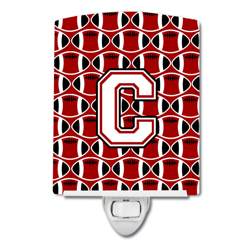 Letter C Football Cardinal and White Ceramic Night Light CJ1082-CCNL