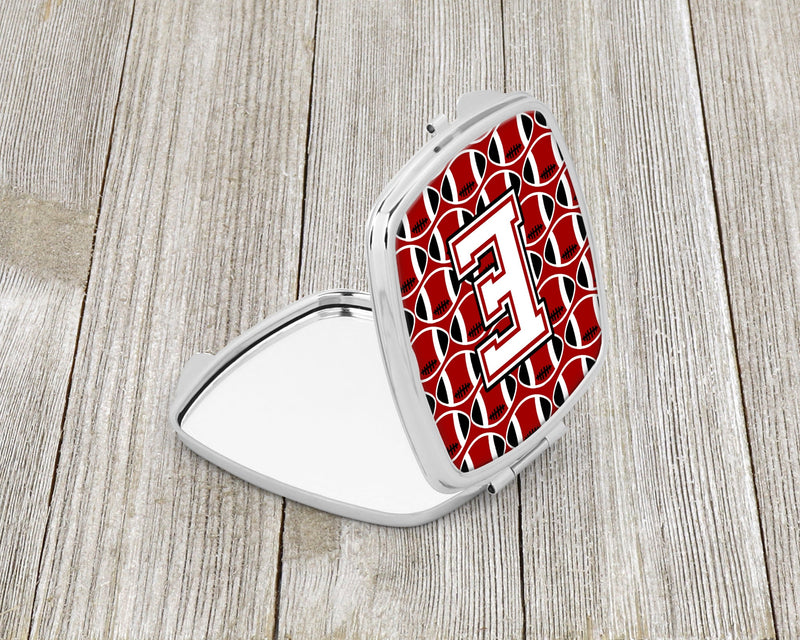 Letter E Football Cardinal and White Compact Mirror CJ1082-ESCM