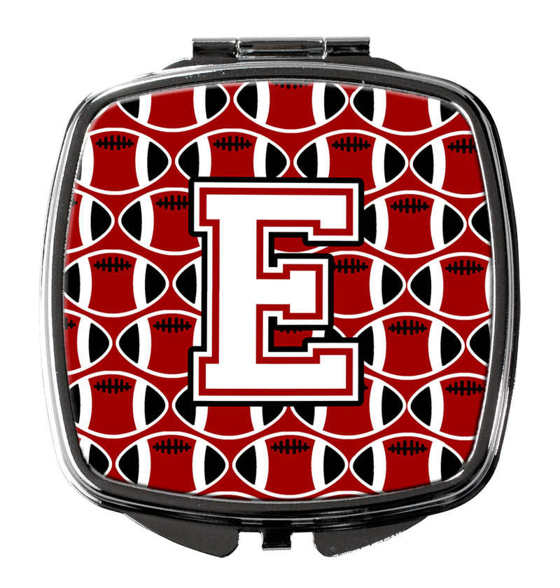 Letter E Football Cardinal and White Compact Mirror CJ1082-ESCM