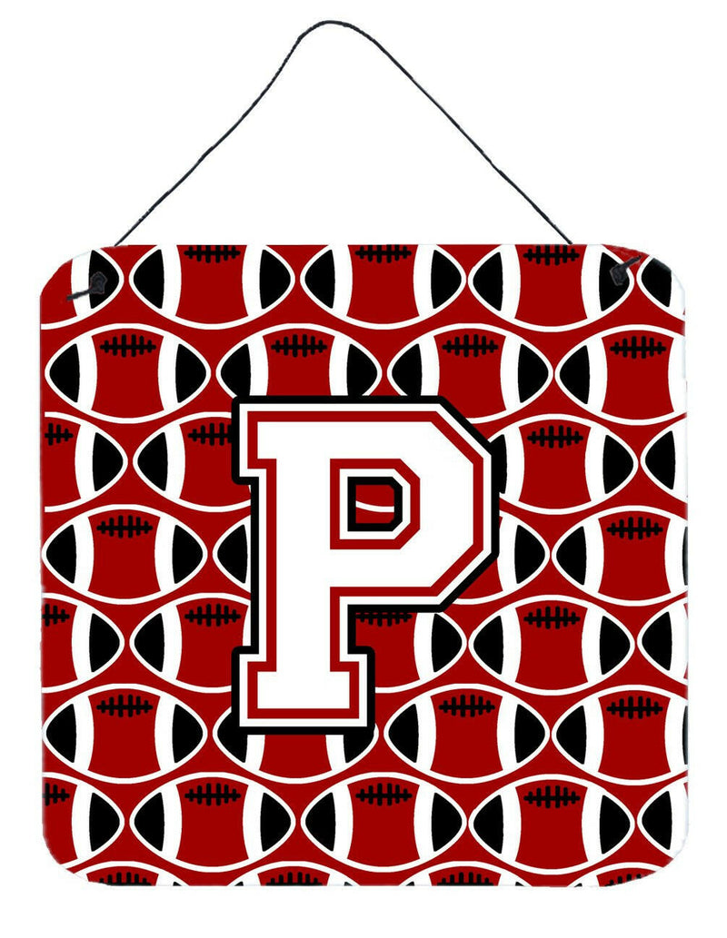 Letter P Football Cardinal and White Wall or Door Hanging Prints CJ1082-PDS66