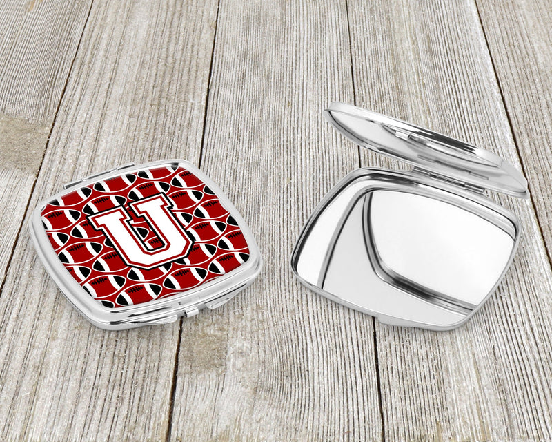 Letter U Football Cardinal and White Compact Mirror CJ1082-USCM