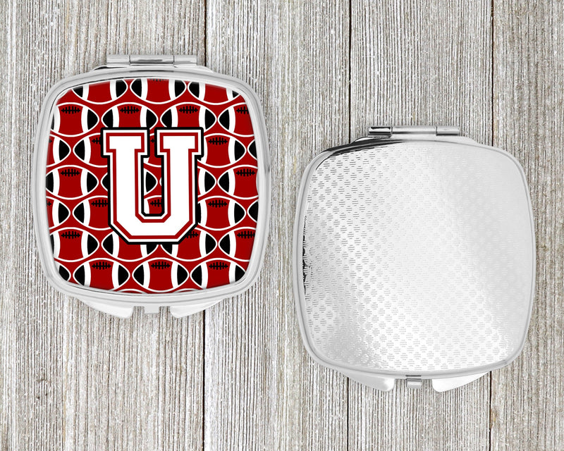 Letter U Football Cardinal and White Compact Mirror CJ1082-USCM