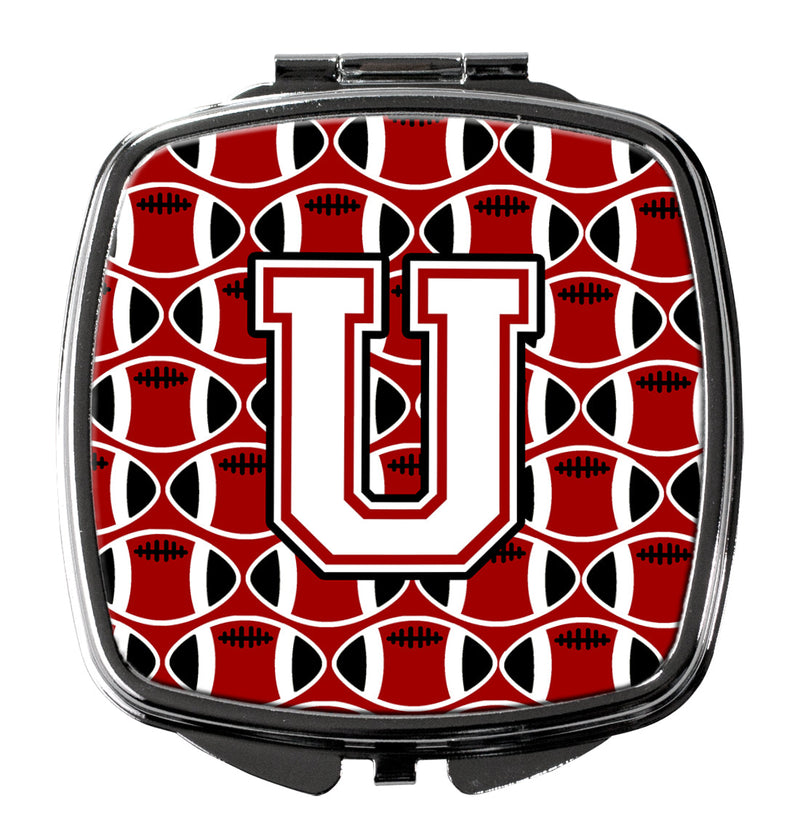 Letter U Football Cardinal and White Compact Mirror CJ1082-USCM