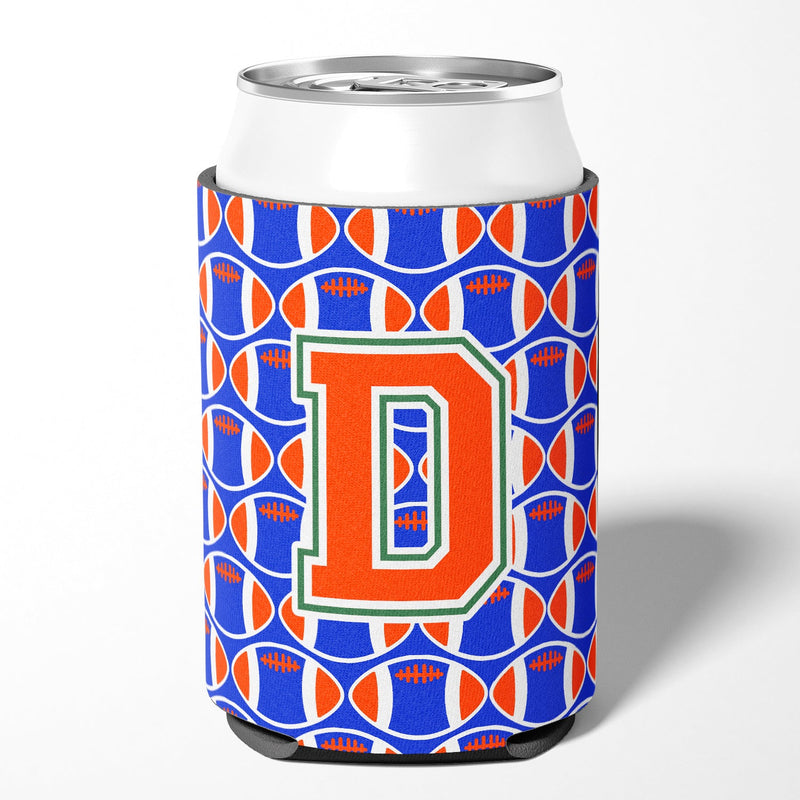 Letter D Football Green, Blue and Orange Can or Bottle Hugger CJ1083-DCC