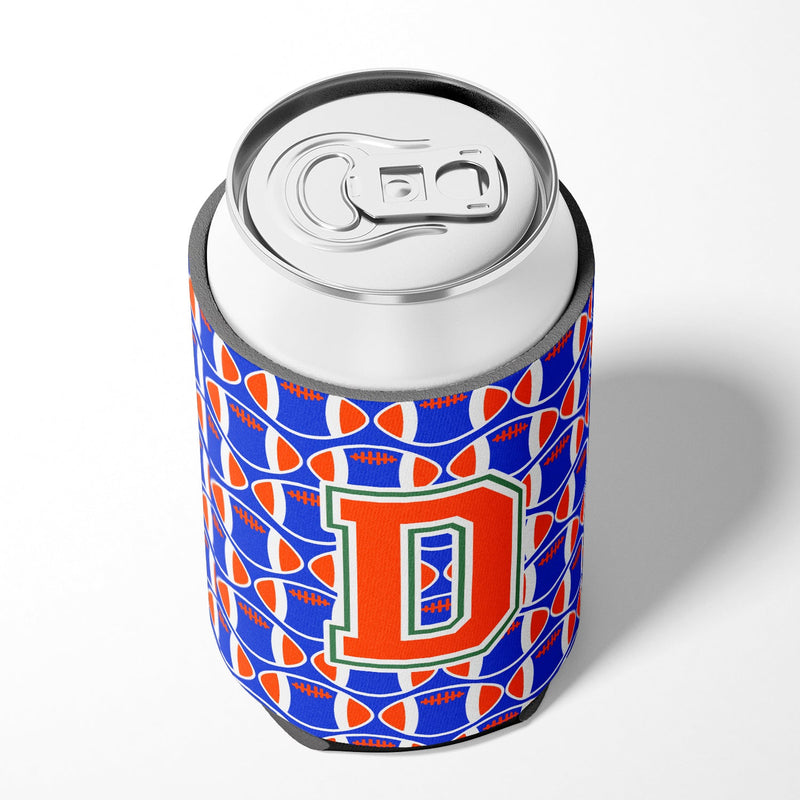 Letter D Football Green, Blue and Orange Can or Bottle Hugger CJ1083-DCC