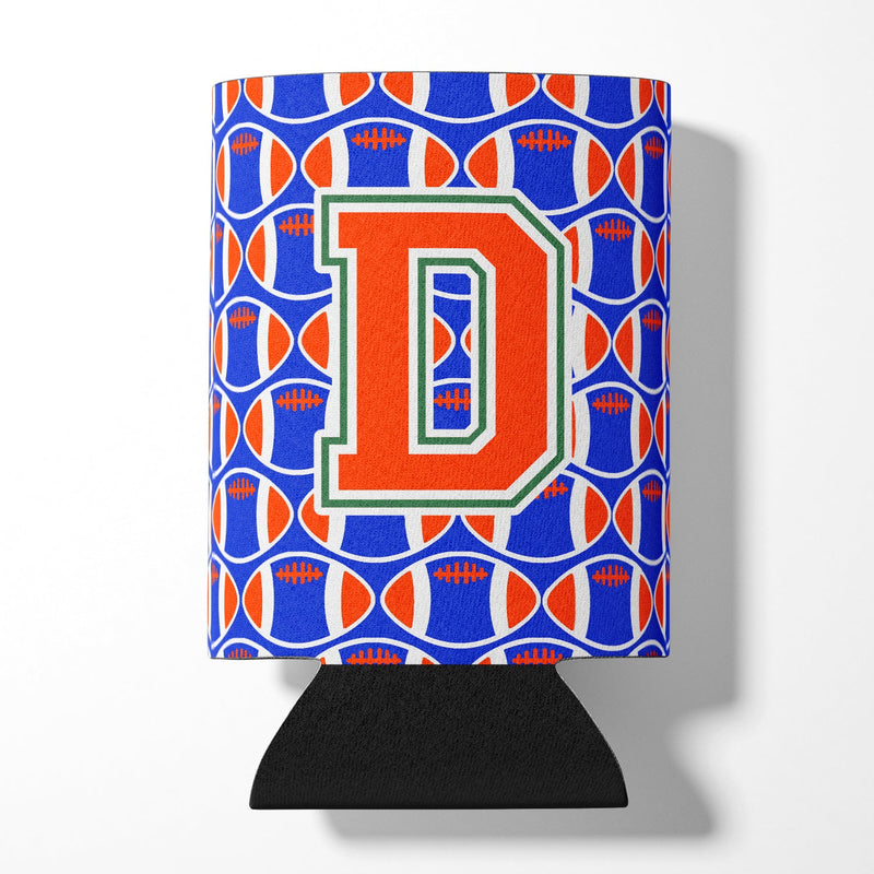 Letter D Football Green, Blue and Orange Can or Bottle Hugger CJ1083-DCC