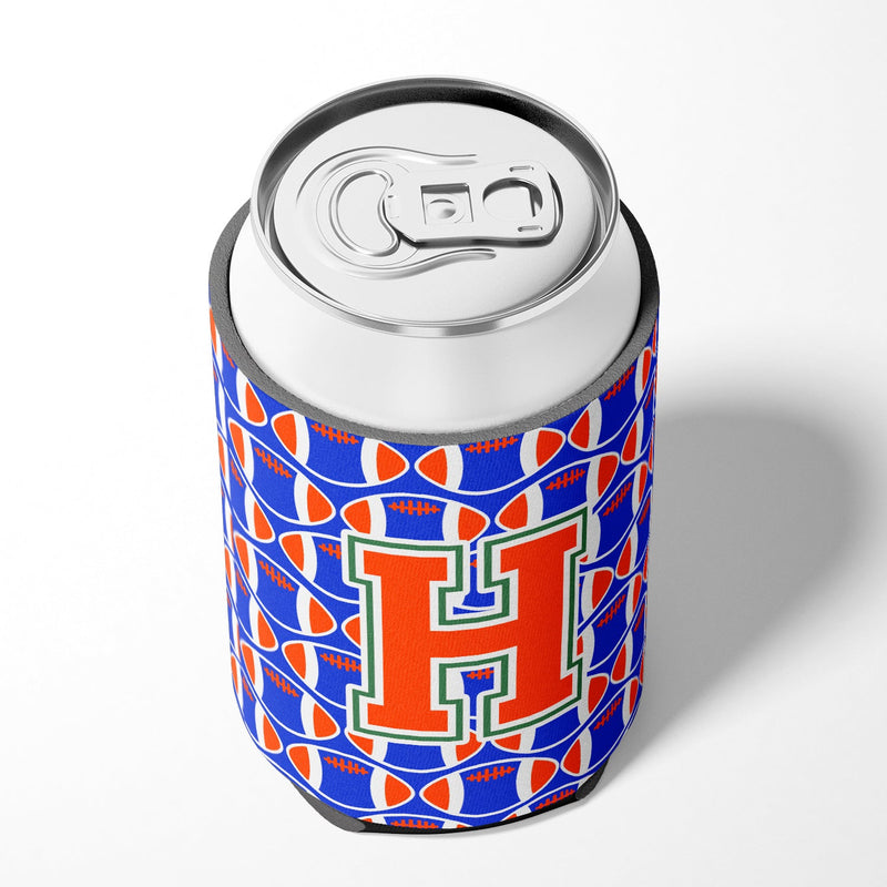 Letter H Football Green, Blue and Orange Can or Bottle Hugger CJ1083-HCC