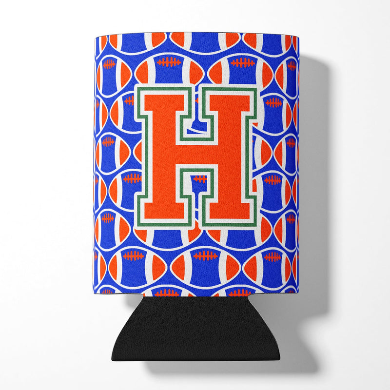 Letter H Football Green, Blue and Orange Can or Bottle Hugger CJ1083-HCC