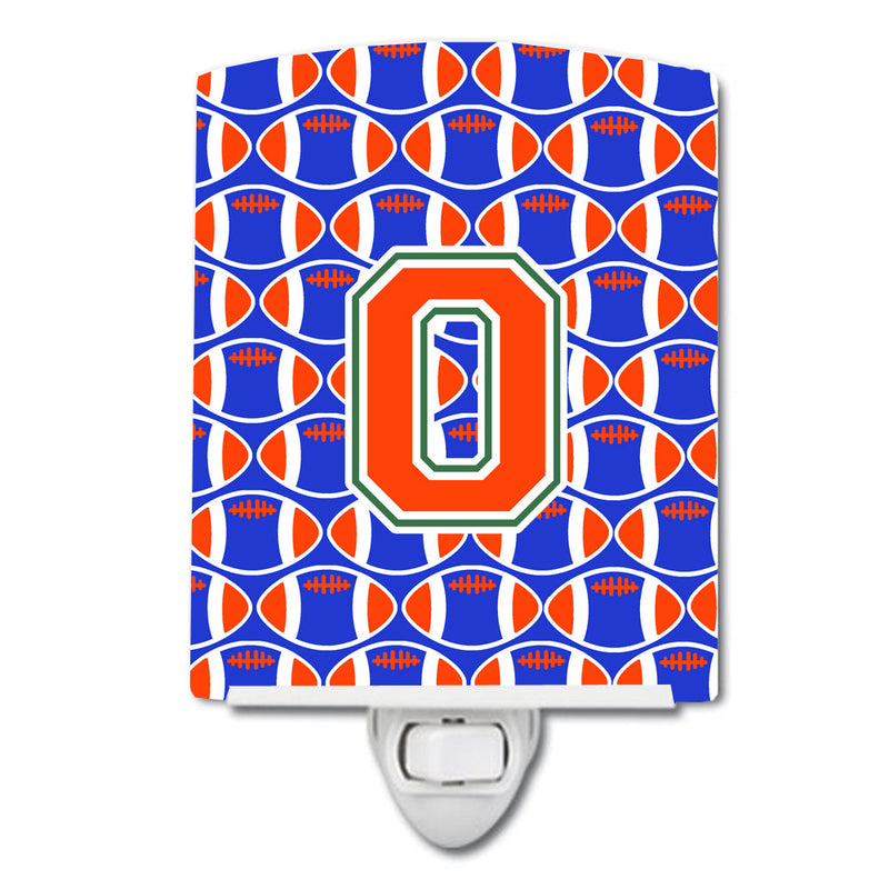 Letter O Football Green, Blue and Orange Ceramic Night Light CJ1083-OCNL