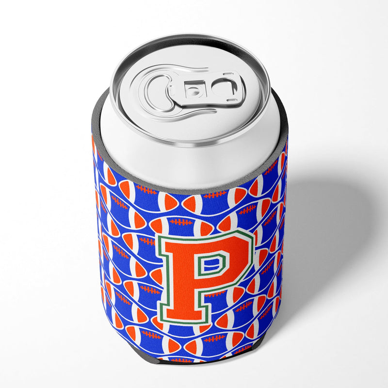 Letter P Football Green, Blue and Orange Can or Bottle Hugger CJ1083-PCC