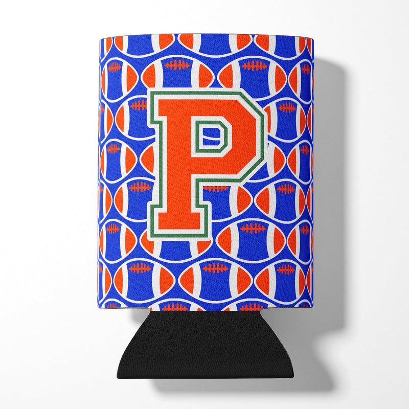 Letter P Football Green, Blue and Orange Can or Bottle Hugger CJ1083-PCC