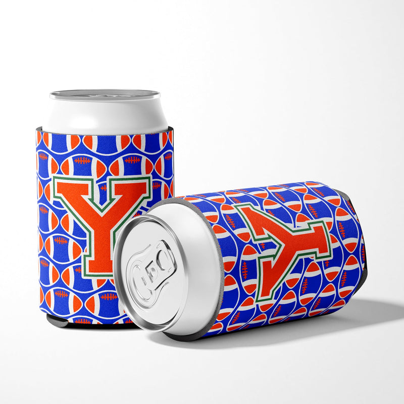 Letter Y Football Green, Blue and Orange Can or Bottle Hugger CJ1083-YCC