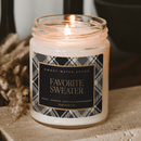 Favorite Sweater Soy Candle - Patterned 9 oz - Clear Jar (Cashmere and Vanilla) by Sweet Water Decor