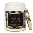 Favorite Sweater Soy Candle - Patterned 9 oz - Clear Jar (Cashmere and Vanilla) by Sweet Water Decor