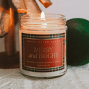 Merry and Bright Soy Candle - Patterned Clear Jar - 9 oz by Sweet Water Decor