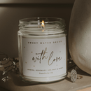 With Love Soy Patterned Candle - Clear Jar - 9 oz by Sweet Water Decor