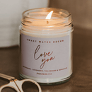 Love You Soy Patterned Candle - Clear Jar - 9 oz by Sweet Water Decor