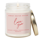 Love You Soy Patterned Candle - Clear Jar - 9 oz by Sweet Water Decor