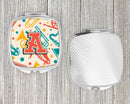 Letter A Retro Teal Orange Musical Instruments Initial Compact Mirror Decorative Travel Makeup Mirror for Women Girls Gifts Pocket Makeup Mirror Folding Handheld