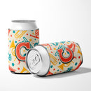 Letter C Retro Teal Orange Musical Instruments Initial Can or Bottle Hugger Cooler Sleeve for Standard 12 oz Cans, Insulated Foam Beer & Soda Can Hugger Reusable