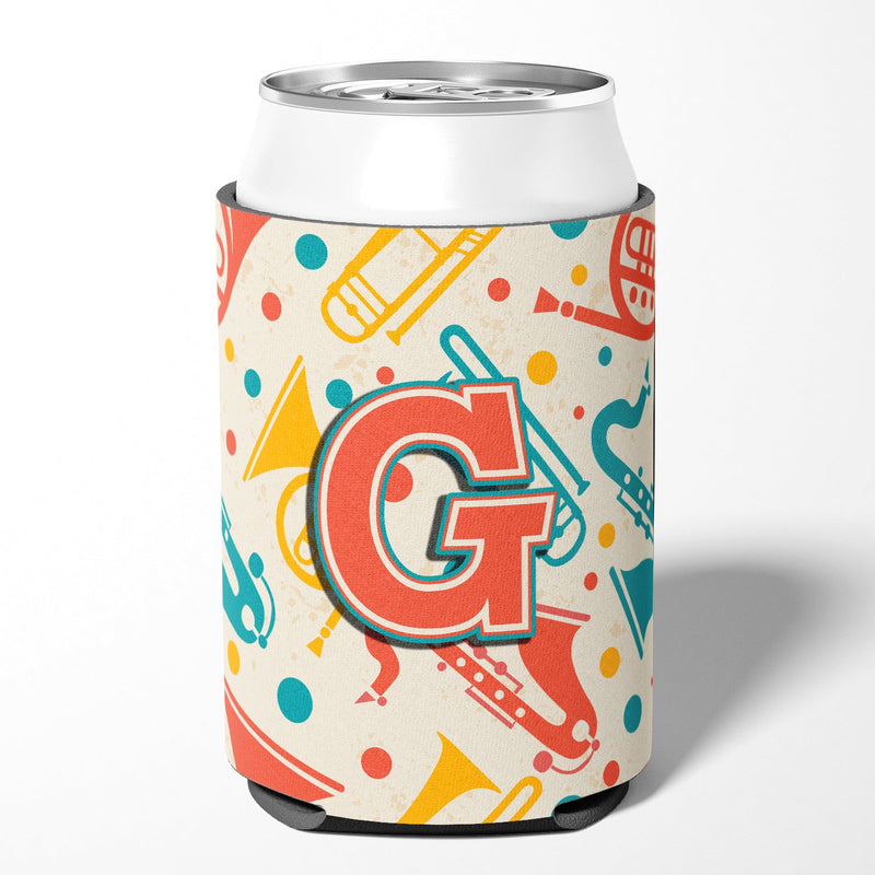 Letter G Retro Teal Orange Musical Instruments Initial Can or Bottle Hugger CJ2001-GCC