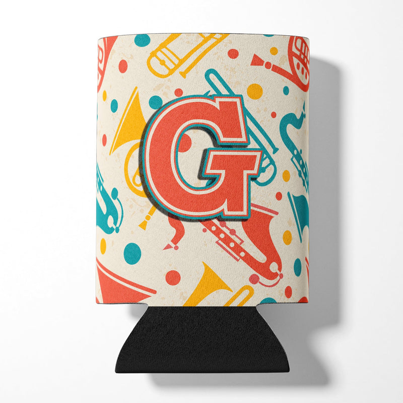 Letter G Retro Teal Orange Musical Instruments Initial Can or Bottle Hugger CJ2001-GCC