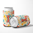 Letter I Retro Teal Orange Musical Instruments Initial Can or Bottle Hugger Cooler Sleeve for Standard 12 oz Cans, Insulated Foam Beer & Soda Can Hugger Reusable