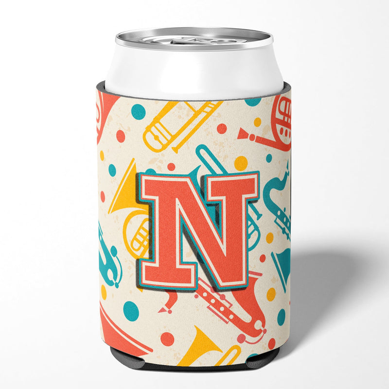 Letter N Retro Teal Orange Musical Instruments Initial Can or Bottle Hugger CJ2001-NCC