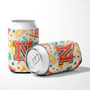 Letter N Retro Teal Orange Musical Instruments Initial Can or Bottle Hugger Cooler Sleeve for Standard 12 oz Cans, Insulated Foam Beer & Soda Can Hugger Reusable