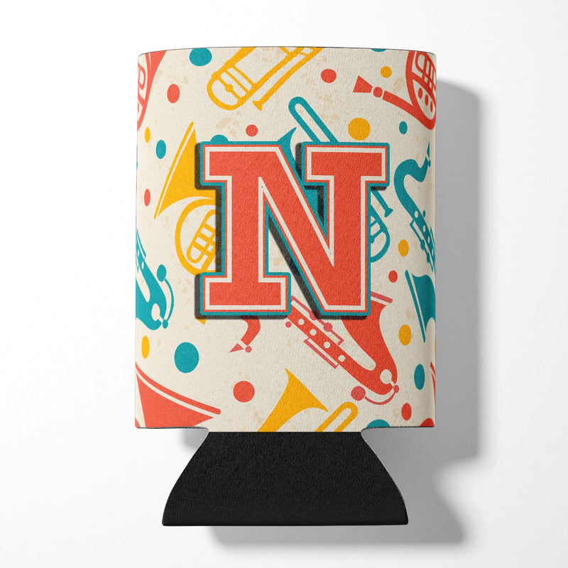 Letter N Retro Teal Orange Musical Instruments Initial Can or Bottle Hugger CJ2001-NCC