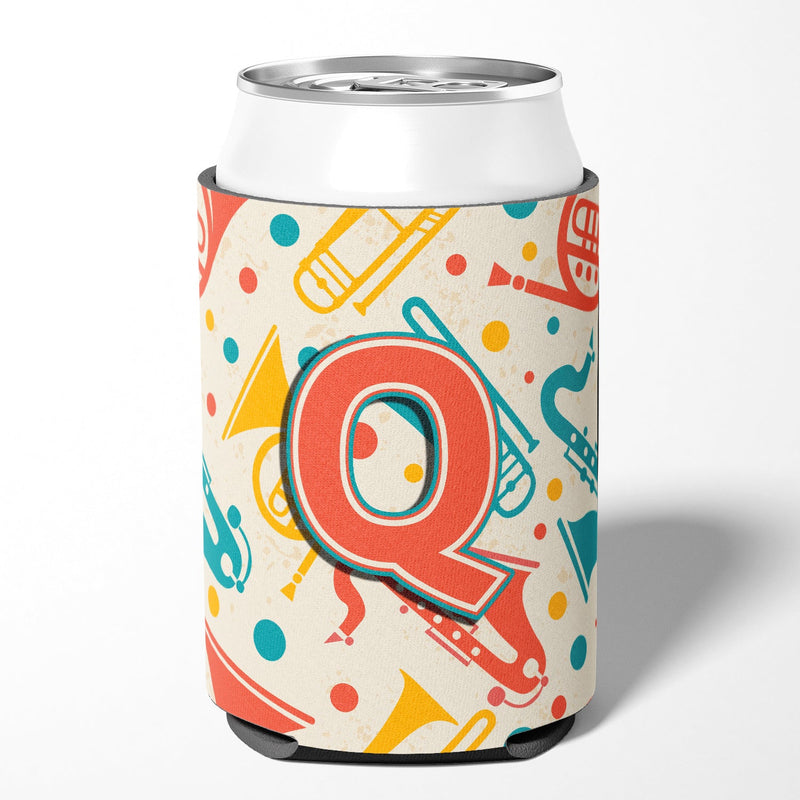 Letter Q Retro Teal Orange Musical Instruments Initial Can or Bottle Hugger CJ2001-QCC