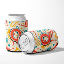 Letter Q Retro Teal Orange Musical Instruments Initial Can or Bottle Hugger Cooler Sleeve for Standard 12 oz Cans, Insulated Foam Beer & Soda Can Hugger Reusable